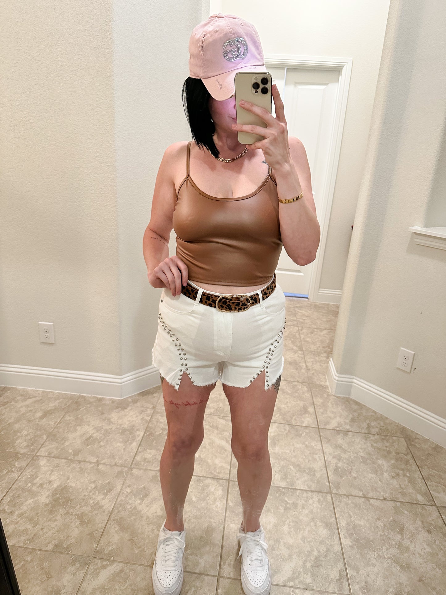 Brown Faux Leather Crop