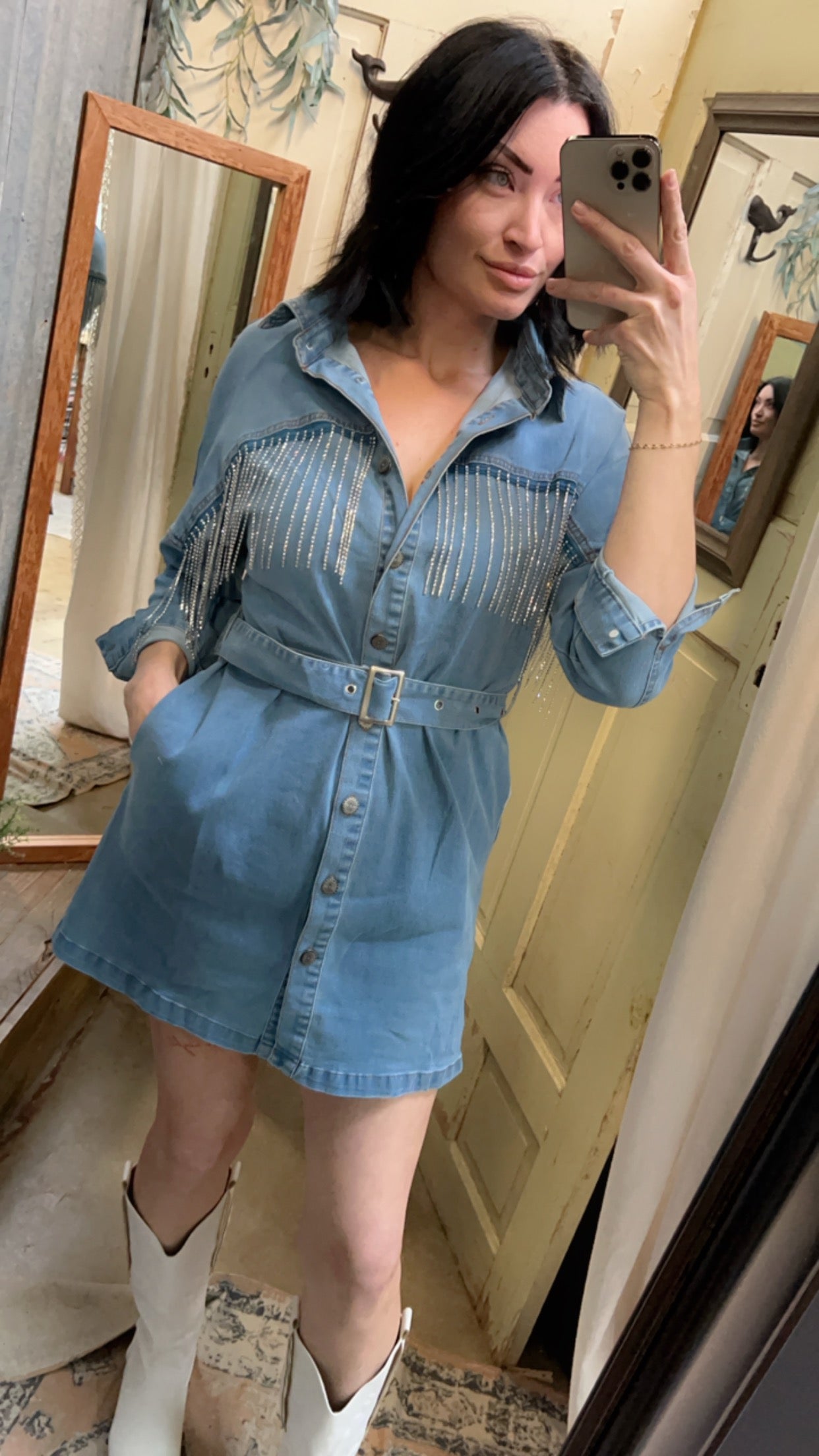 Denim Dolly Rhinestone Dress