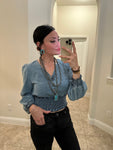 Denim Magnolia Crop Blouse