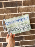 Green Aztec Canvas Wristlet