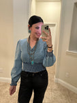 Denim Magnolia Crop Blouse