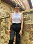 White Crop Tank - Open Shoulder