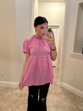 Lilac Smock Neck Linen Tunic