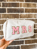 BEIGE "MRS" Large Zipper Pouch