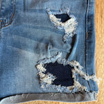 Medium Wash Distressed Patch Shorts