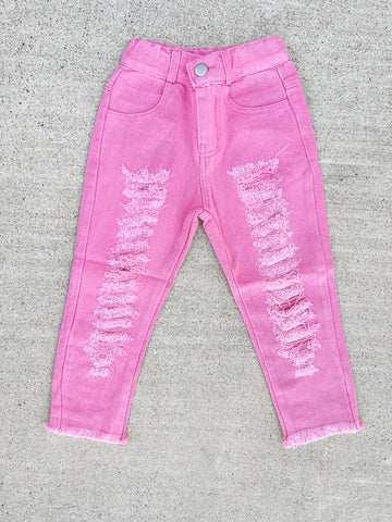 Pink Distressed Jeans