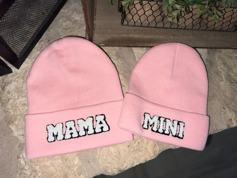 MAMA & MINI Pink Beanies