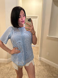 Dusty Blue Lace Blouse