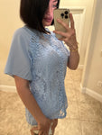 Dusty Blue Lace Blouse